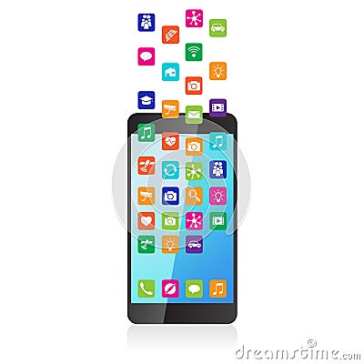 The application downloaded and installed to smartphone Vector Illustration