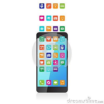 The application downloaded and installed to smartphone Vector Illustration