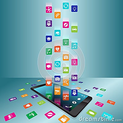 The application downloaded and installed to smartphone Vector Illustration
