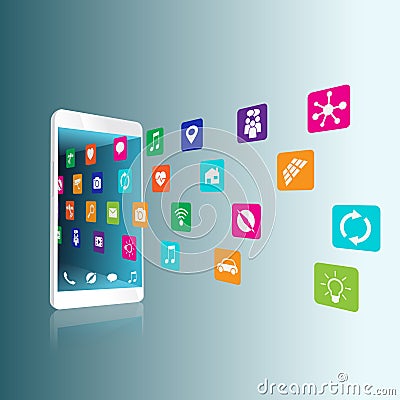 The application downloaded and installed or are uninstalled, deleted on the smartphone Vector Illustration