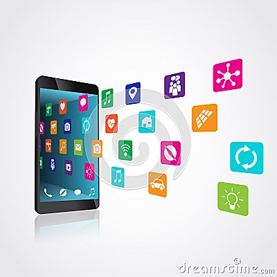 The application downloaded and installed or are uninstalled, deleted on the smartphone Vector Illustration