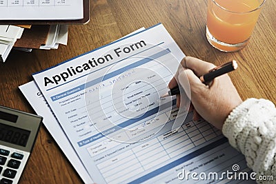 Application Form Document Fill Writing Concept Stock Photo