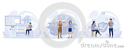 Application service concept, SaaS technology, packaged software, decentralized application, cloud computing, software licensing, Vector Illustration