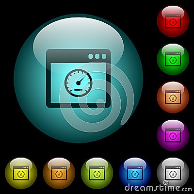 Application speed icons in color illuminated glass buttons Stock Photo