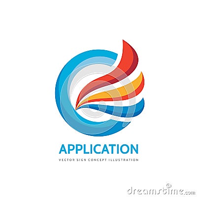 Application - vector business logo template concept illustration. Colored ring with abstract shapes. Vector Illustration
