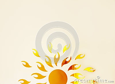 Applique round sun with yellow and pink rays Stock Photo