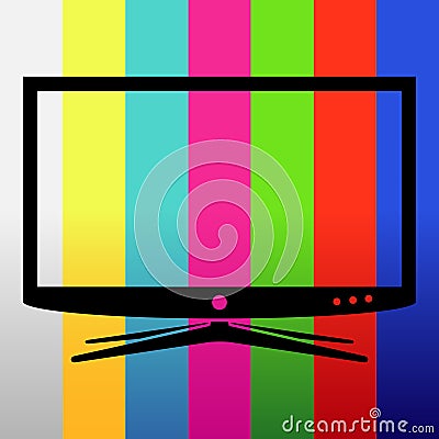 Applique tv set on test image background Vector Illustration