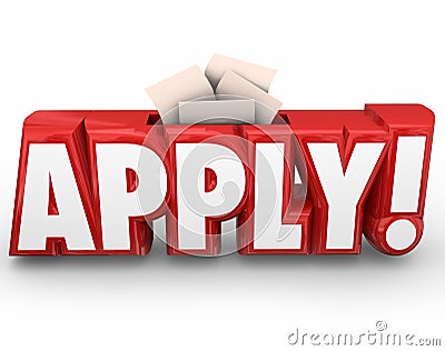 Apply 3d Word Submit Application Send in Your Documents Stock Photo