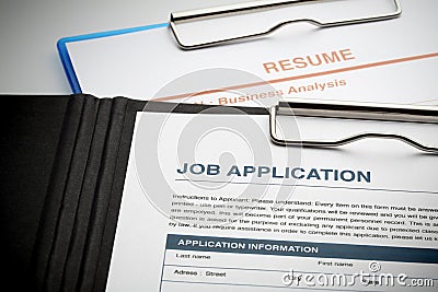 Apply for new job by Application and Resume Document Stock Photo