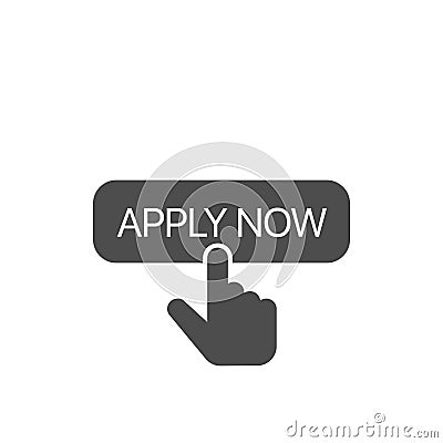 Apply now button with finger cursor icon Click button business concept Vector Illustration