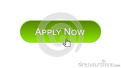 Apply now web interface button clicked mouse cursor, green color, employment Stock Photo