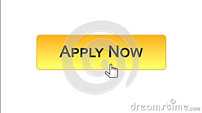 Apply now web interface button clicked mouse cursor, orange color, employment Stock Photo