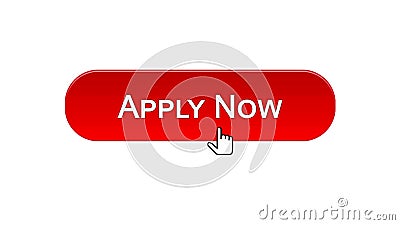 Apply now web interface button clicked mouse cursor, red color, employment Stock Photo