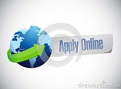 Apply online globe world map illustration design Cartoon Illustration