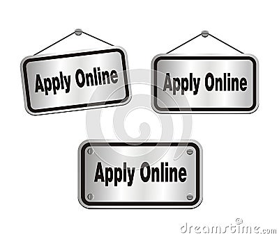 Apply online - silver signs Stock Photo