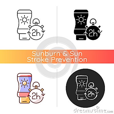 Apply sunscreen every 2 hours icon Vector Illustration