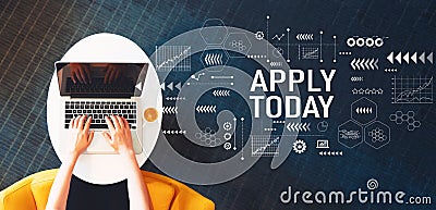 Apply today with person using a laptop Stock Photo