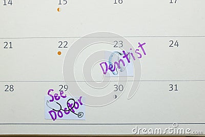 Appointment on calender Stock Photo