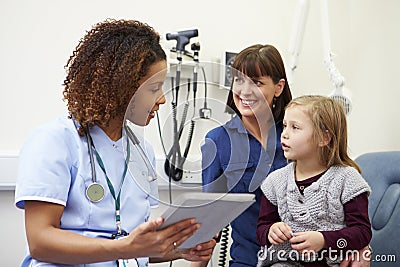 Appointment For Mother And Daughter With Nurse Stock Photo