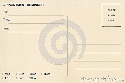 Appointment Reminder postcard Stock Photo
