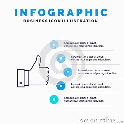 Appreciate, Remarks, Good, Like Line icon with 5 steps presentation infographics Background Vector Illustration