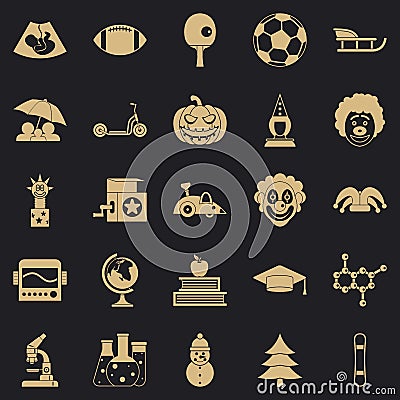Apprentice icons set, simple style Vector Illustration