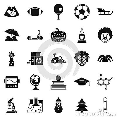 Apprentice icons set, simple style Vector Illustration