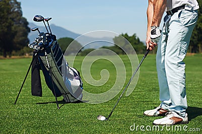 Approach shot golf man Stock Photo