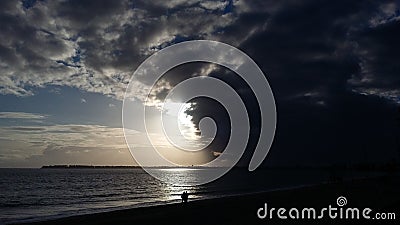 Approaching Dark Storm over the beach at La Baule in France Stock Photo