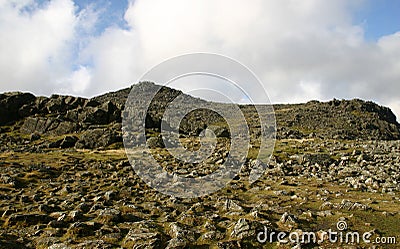 Approaching the peak of Bowfell Stock Photo