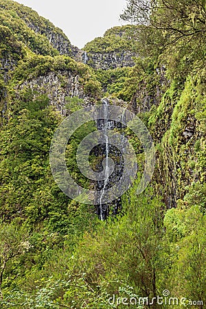 Approaching the Risco waterfall Stock Photo