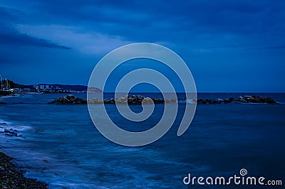 Approaching Storm With Moody Blue Atmosphere Editorial Stock Photo