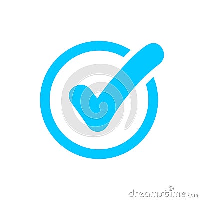 Approval check icon isolated, quality sign, blue tick â€“ vector Vector Illustration