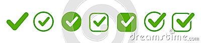 Approval check icon isolated, set quality sign, green tick â€“ stock vector Vector Illustration