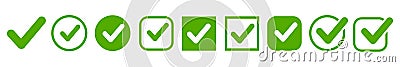 Approval check icon isolated, set quality sign, green tick â€“ vector Vector Illustration