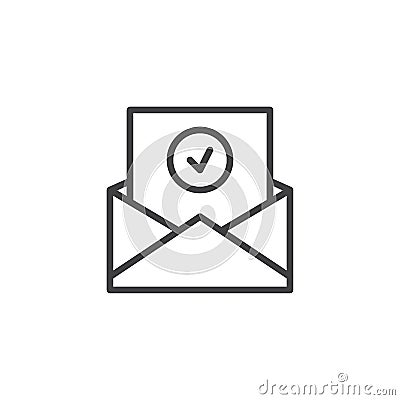 Approval mail outline icon Vector Illustration