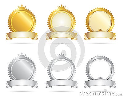 Approval Seal Gold & Silver Set Stock Photo