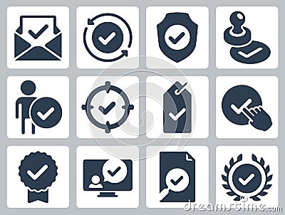 Approve, Check Mark and Confirm Icons Vector Illustration