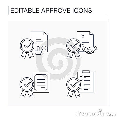 Approve line icons set Vector Illustration