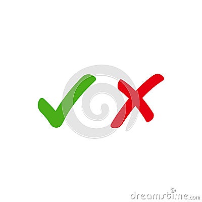 Approve and Reject icon flat vector illustration Vector Illustration