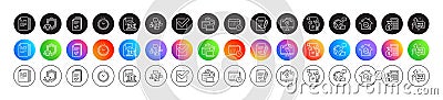 Approved agreement, Handout and Outsource work line icons. For web app, printing. Round icon buttons. Vector Vector Illustration