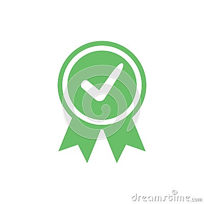 Approved certified icon. Certified seal icon. Accepted accreditation symbol with checkmark. Assurance or authorized Vector Illustration