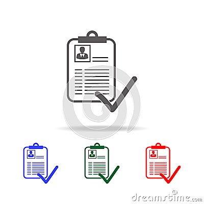Approved Curriculum Vitae icon. Elements of human resource in multi colored icons. Business, human resource sign. Looking for tale Stock Photo