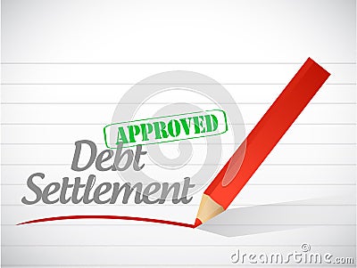 Approved debt settlement message illustration Cartoon Illustration