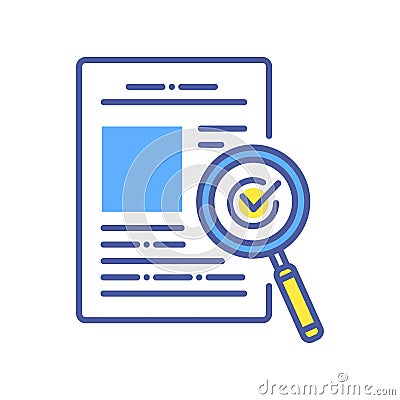 Approved document color line icon. High quality work. Successful check concept. Certified, validation element. Sign for web page, Vector Illustration