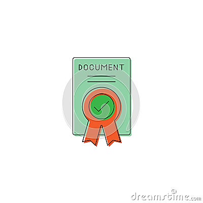 Approved document file vector icon symbol isolated on white background Vector Illustration