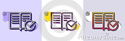 Approved documentation line icon. Accepted or confirmed sign. Halftone dotted pattern. Vector Vector Illustration