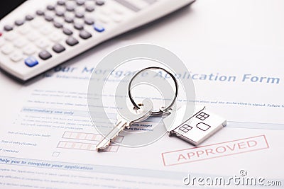Approved mortgage loan agreement application Stock Photo