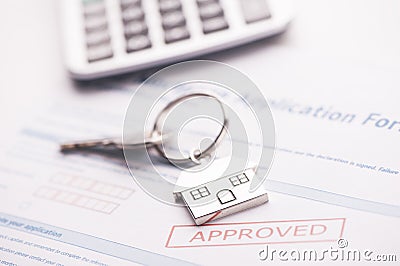 Approved mortgage loan agreement application Stock Photo