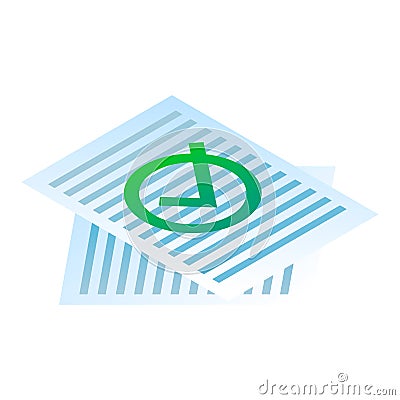 Approved paper icon, isometric style Vector Illustration